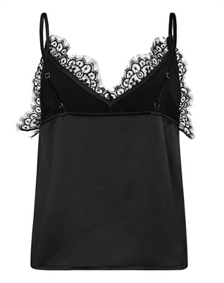 Denise Lace Singlet Top - Black